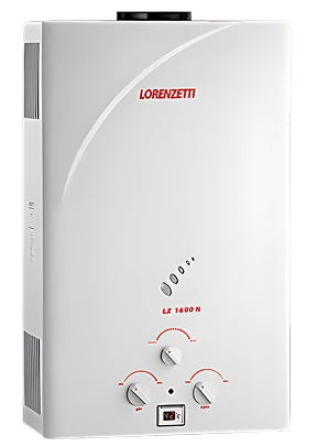 Aquecedor a gás Lorenzetti LZ 1600N com acendimento a pilha para uso doméstico